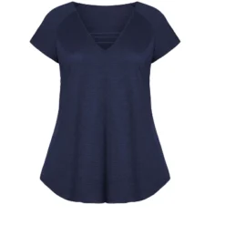 Alternative view of Women's Plus Size 3 Bar V-Neck Top - Navy | AVENUE