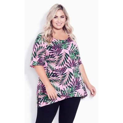 Women's Plus Size Cheree Layered Top - Orchid Palm | AVENUE 6 Women's Plus Size Cheree Layered Top - Orchid Palm | AVENUE - Image 4