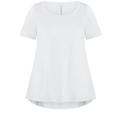 Women's Plus Size Swing Trim Top - White | AVENUE 4 Women's Plus Size Swing Trim Top - White | AVENUE - Image 2