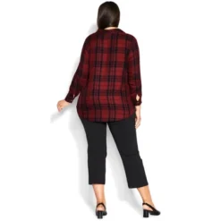 Women's Plus Size Kylee Plaid Shirt - Sangria | AVENUE