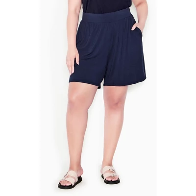 Women's Plus Size Alisha Knit Short - Navy | AVENUE 5 Women's Plus Size Alisha Knit Short - Navy | AVENUE - Image 3