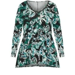 Alternative view of Women's Plus Size Abigail Print Top - Teal | AVENUE