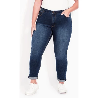 Women's Plus Size Stretch Girlfriend Jean Mid Wash - Average | AVENUE 5 Women's Plus Size Stretch Girlfriend Jean Mid Wash - Average | AVENUE - Image 3