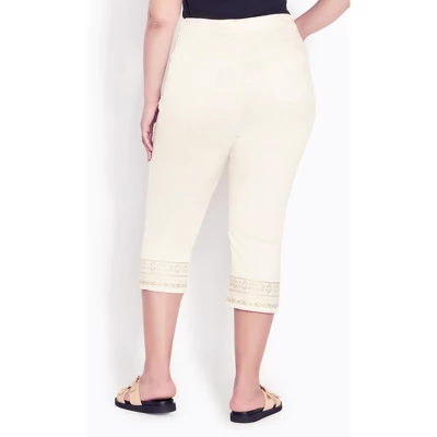 Women's Plus Size Nicola Crop Jean - Cream | AVENUE 3 Women's Plus Size Nicola Crop Jean - Cream | AVENUE