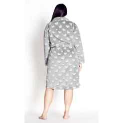 Alternative view of Women's Plus Size Hearts Robe - Grey | AVENUE