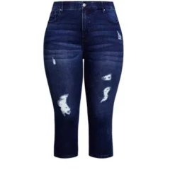 Alternative view of Women's Plus Size Holly Crop Ripped Jean - Dark Wash | AVENUE.