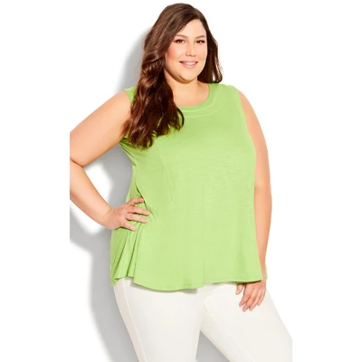 Women's Plus Size Fit N Flare Tank - Lime Green | AVENUE 6 Women's Plus Size Fit N Flare Tank - Lime Green | AVENUE - Image 4