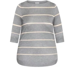 Alternative view of Women's Plus Size 3/4 Sleeve Popover Sweater - Gray | AVENUE