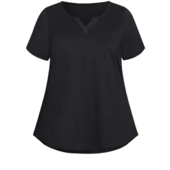 Women's Plus Size Split Neck Top - Black | AVENUE 12 Women's Plus Size Split Neck Top - Black | AVENUE -Avenue Shop GUEST ff5f08f7 9490 4254 b113 8a8d6d1e8c35